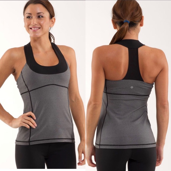 lululemon athletica Tops - Lululemon Scoop Neck Tank Size 6 Black Gray